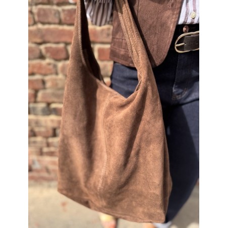 Sac Shopping Femme en Daim Camel – Avec Fermeture Éclair