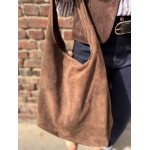 Sac Shopping Femme en Daim Camel – Avec Fermeture Éclair
