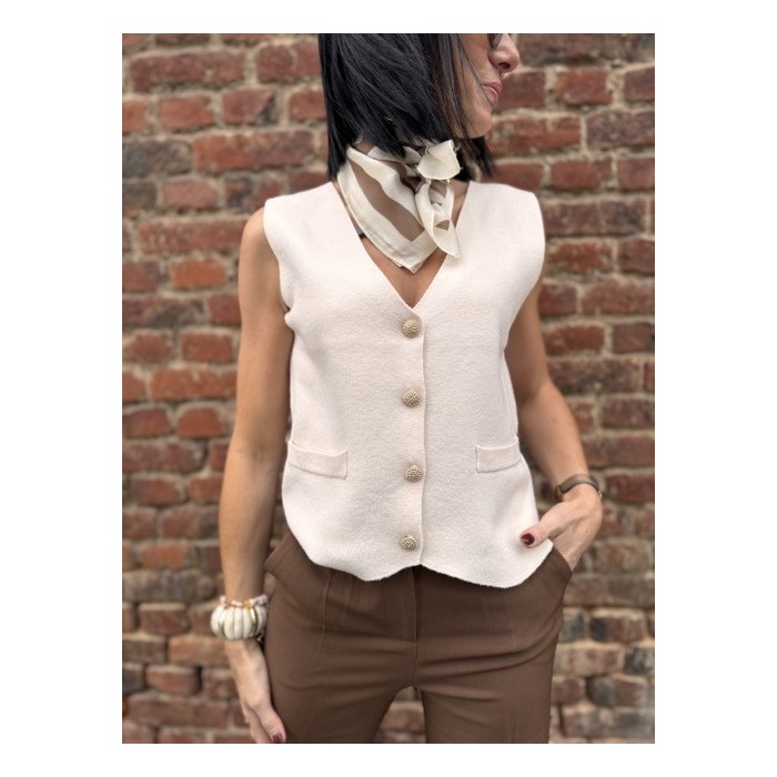 Petit Foulard Satiné Blanc Motif Zébré Beige – Élégant et Polyvalent