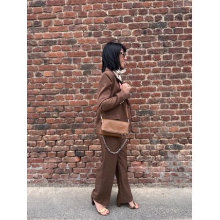 Sac bandoulière femme noir ou camel – Chaîne et strass tendance
