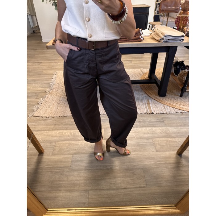 Pantalon Ballon Marron Femme – Avec Ceinture (S/M ou M/L)