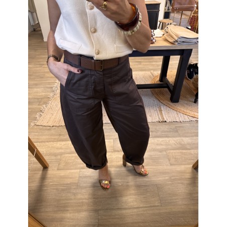 Pantalon Ballon Marron Femme – Avec Ceinture (S/M ou M/L)