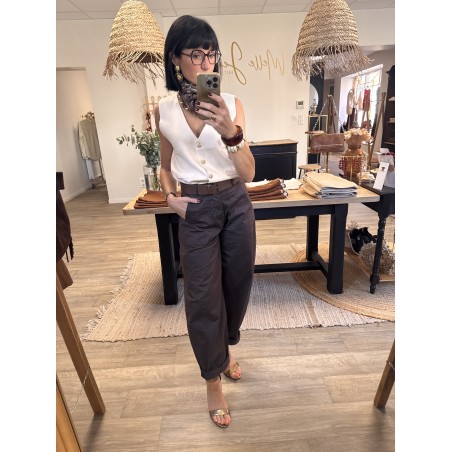 Pantalon Ballon Marron Femme – Avec Ceinture (S/M ou M/L)