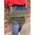 Sac en daim à franges femme – Taupe, marron, bordeaux ou kaki