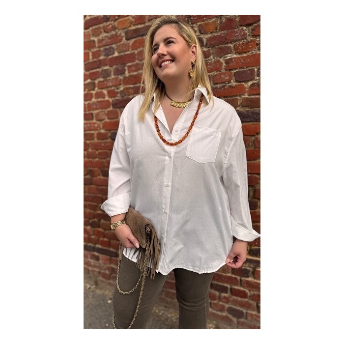 Chemise blanche classique oversize – Grande taille 1/2 et 3/4 | Élégance décontractée