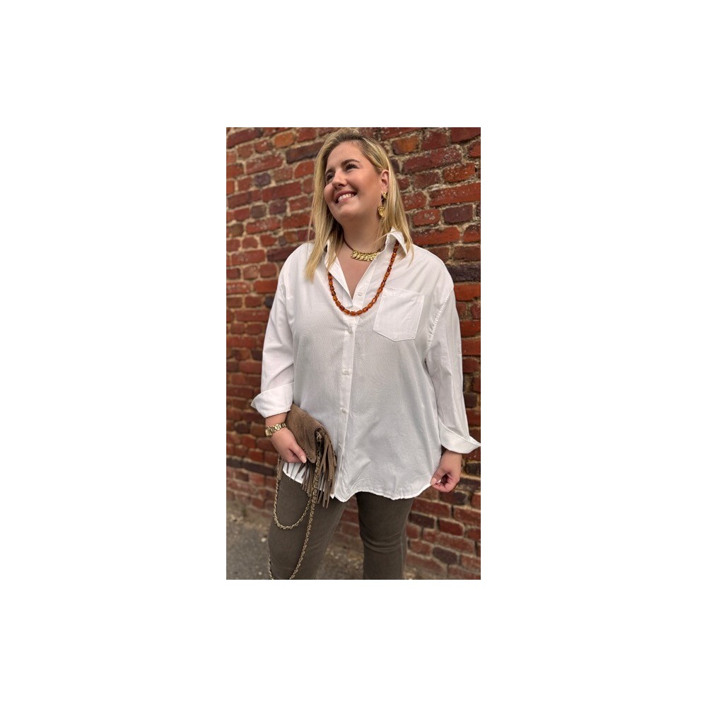 Chemise blanche classique oversize – Grande taille 1/2 et 3/4 | Élégance décontractée Chemise blanche classique oversize – Grande taille 1/2 et 3/4 | Élégance décontractée