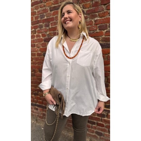 Chemise blanche classique oversize – Grande taille 1/2 et 3/4 | Élégance décontractée