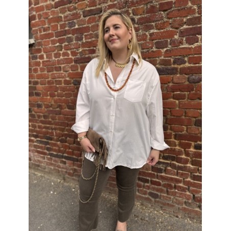 Chemise blanche classique oversize – Grande taille 1/2 et 3/4 | Élégance décontractée