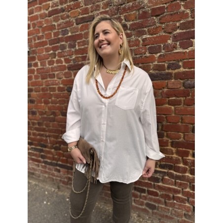 Chemise blanche classique oversize – Grande taille 1/2 et 3/4 | Élégance décontractée