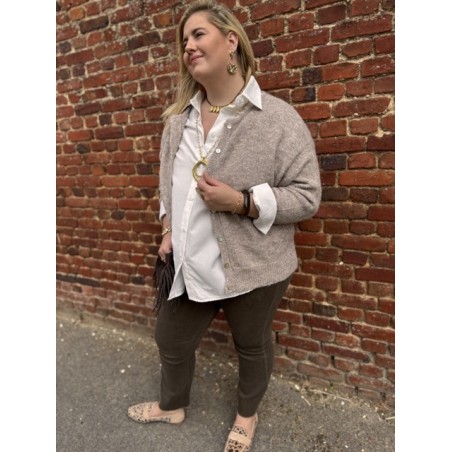 Gilet en laine beige – Taille unique 42 à 50 | Confort et élégance