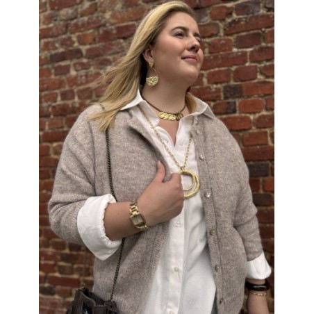 Gilet en laine beige – Taille unique 42 à 50 | Confort et élégance