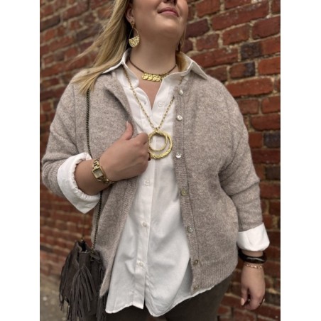 Gilet en laine beige – Taille unique 42 à 50 | Confort et élégance