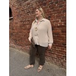 Chemisier plissé noir ou beige – Grande taille 42 à 50 | Élégance et style