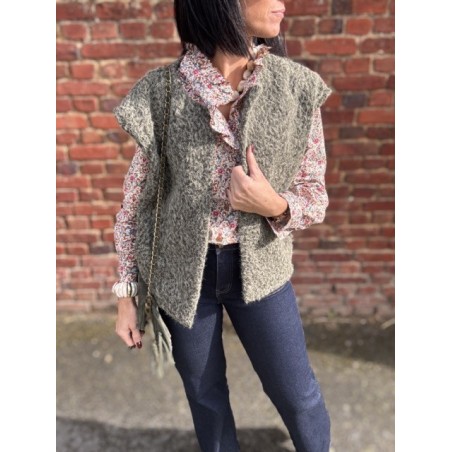 Gilet Sans Manches Feutrine Bordeaux kaki ou beige  – Taille Unique 36 à 42