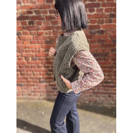 Gilet Sans Manches Feutrine Bordeaux kaki ou beige  – Taille Unique 36 à 42