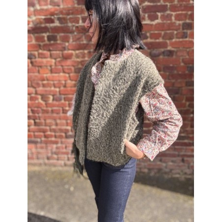 Gilet Sans Manches Feutrine Bordeaux kaki ou beige  – Taille Unique 36 à 42