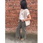 Gilet Sans Manches Feutrine Bordeaux kaki ou beige  – Taille Unique 36 à 42