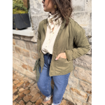 Veste kaki femme avec boutons dorés – Tailles XS à XL | Style chic et décontracté