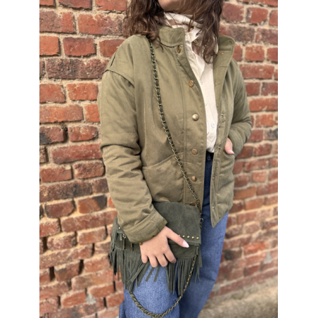 Veste kaki femme avec boutons dorés – Tailles XS à XL | Style chic et décontracté