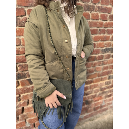Veste kaki femme avec boutons dorés – Tailles XS à XL | Style chic et décontracté