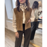Gilet sans manches camel femme – Effet daim avec poches – Taille unique 36 à 40