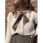 Gilet court femme beige ou marron – Nœud léopard au col – Taille unique 36 à 40