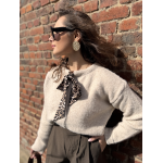 Gilet court femme beige ou marron – Nœud léopard au col – Taille unique 36 à 40
