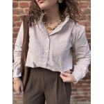 Chemise rayée taupe femme – Col victorien – Tailles S, M, L