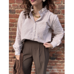 Pantalon marron de tailleur femme – Taille élastiquée et pinces – Du XS au L