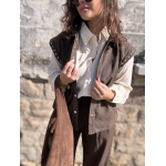Veste sans manches femme marron en jean – Détails métal – Tailles S à L