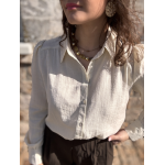 Chemise femme manches longues effet lin – Beige ou marron – Tailles XS à XL
