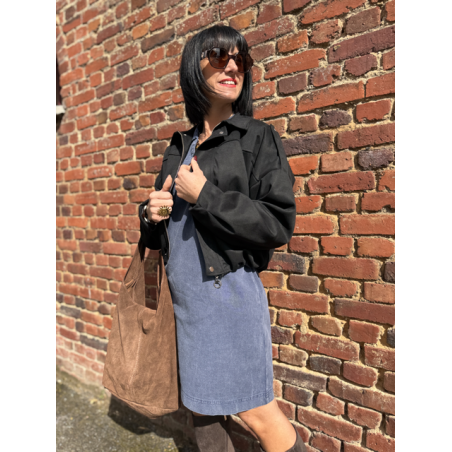 Robe en jean bleu femme – Manches longues – Décolleté V – Tailles S, M, L