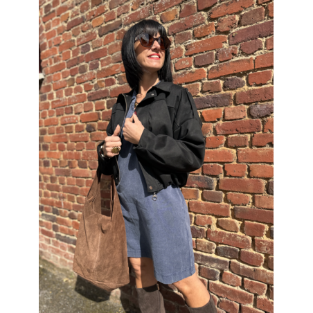 Robe en jean bleu femme – Manches longues – Décolleté V – Tailles S, M, L