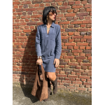Robe en jean bleu femme – Manches longues – Décolleté V – Tailles S, M, L