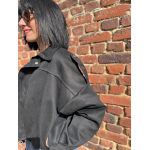 Bombers en daim noir femme – Coupe ballon – Taille unique 36 à 40