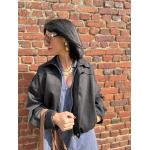 Bombers en daim noir femme – Coupe ballon – Taille unique 36 à 40