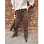 Jean marron femme – Coupe wide leg – Deux poches devant – Tailles 34 à 42