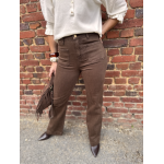 Jean marron femme – Coupe wide leg – Deux poches devant – Tailles 34 à 42