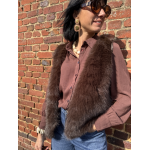 Gilet Sans Manches Fausse Fourrure Marron – Taille Unique (36 à 42)
