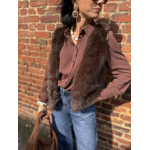 Gilet Sans Manches Fausse Fourrure Marron – Taille Unique (36 à 42)