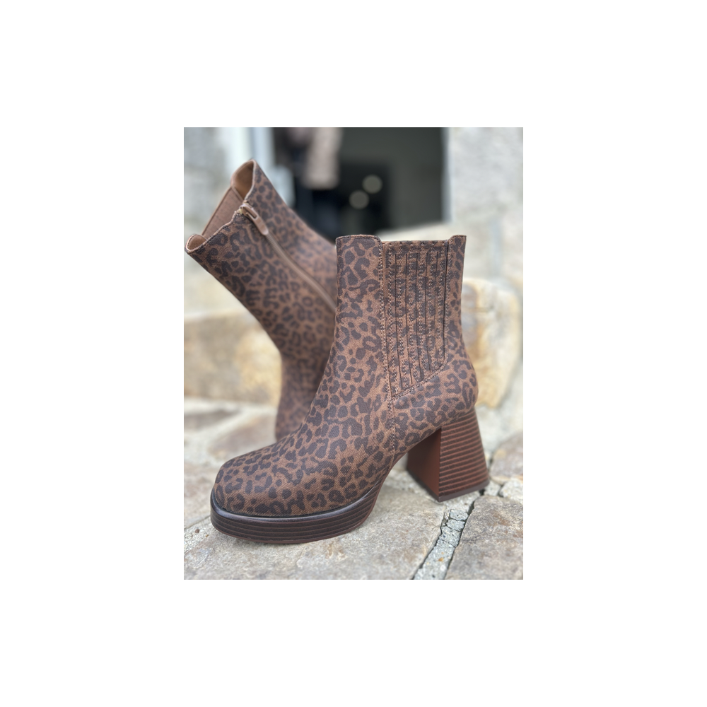 Bottines Léopard Femme – Talon 7 cm & Plateforme – Du 36 au 41