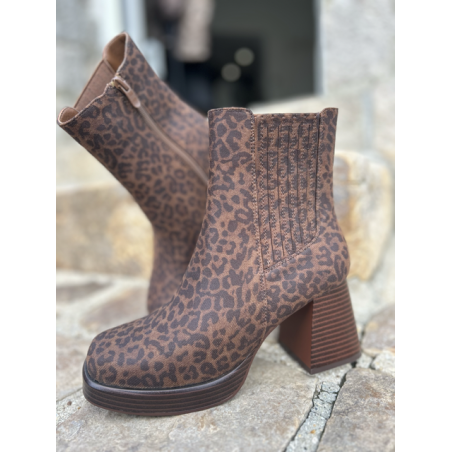 Bottines Léopard Femme – Talon 7 cm & Plateforme – Du 36 au 41