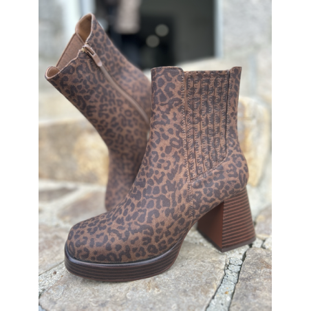 Bottines Léopard Femme – Talon 7 cm & Plateforme – Du 36 au 41
