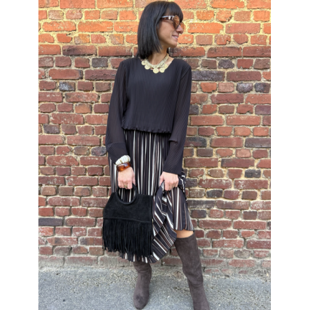 Robe femme marron ou noire – Taille unique 36 à 40 | Chic et intemporelle