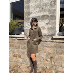 Robe femme en daim marron ou kaki – Manches longues & col chemise – Tailles S, M, L