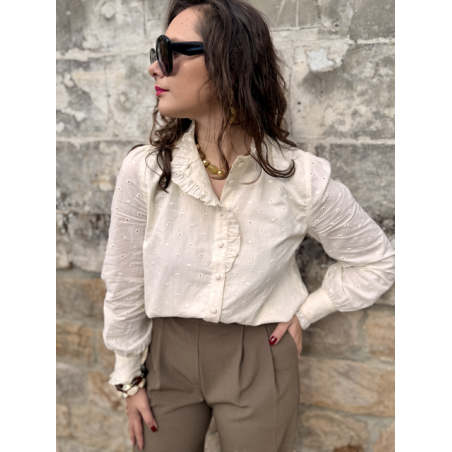 Pantalon marron ou Taupe de tailleur femme – Taille élastiquée et pinces – Du XS au L