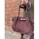 Sac en daim camel femme – Format shopping avec anses élégantes