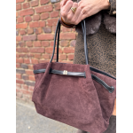 Sac en daim camel femme – Format shopping avec anses élégantes