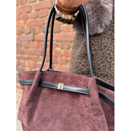 Sac en daim camel femme – Format shopping avec anses élégantes