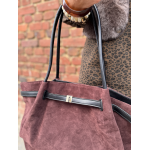 Sac en daim camel femme – Format shopping avec anses élégantes